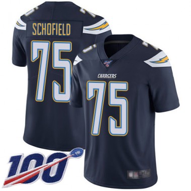 Los Angeles Chargers NFL Football Michael Schofield Navy Blue Jersey Men Limited #75 Home 100th Season Vapor Untouchable